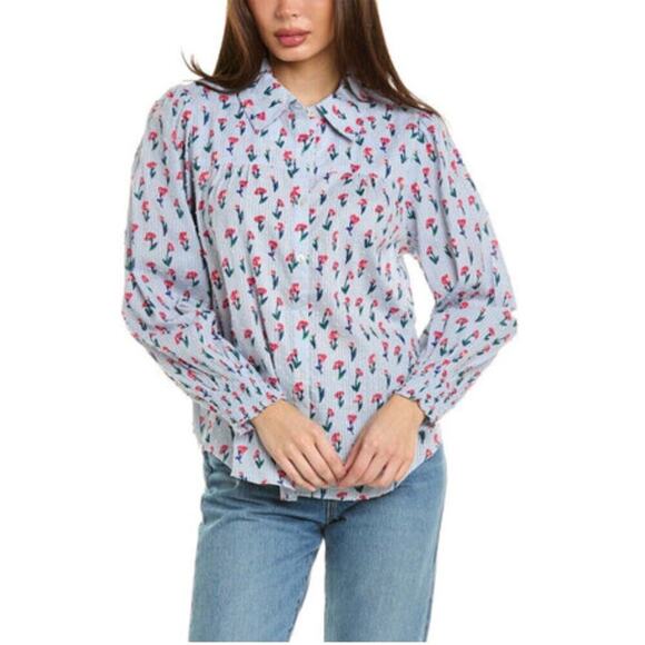 Roller Rabbit Lerida Noemie Floral Cotton Button Down Shirt Top Anthropologie XL - Picture 1 of 7